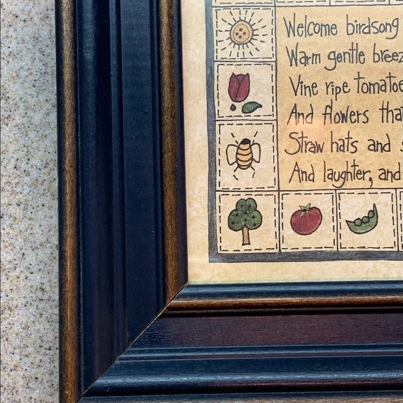 Framed Beth Yarbrough Country Poem 5” X 7”cornflower blue frame Summer Garden - Picture 6 of 9